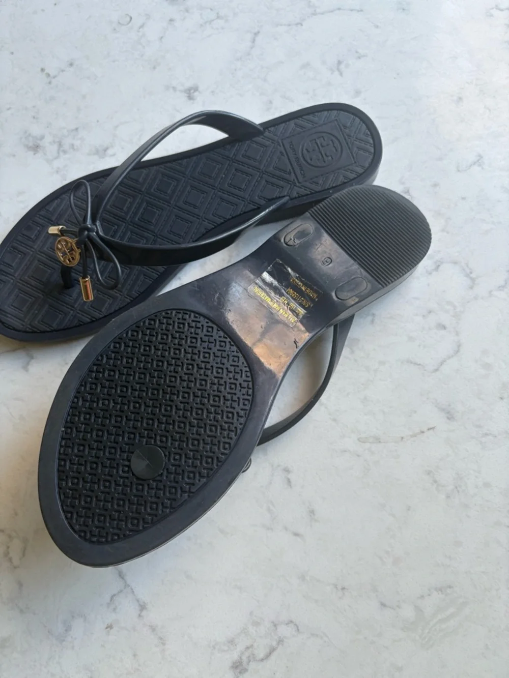 Tory Burch Black Jelly Flip Flops